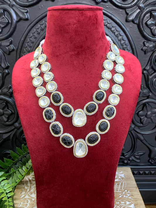 Pihu double layered black  uncut kundan choker / necklace