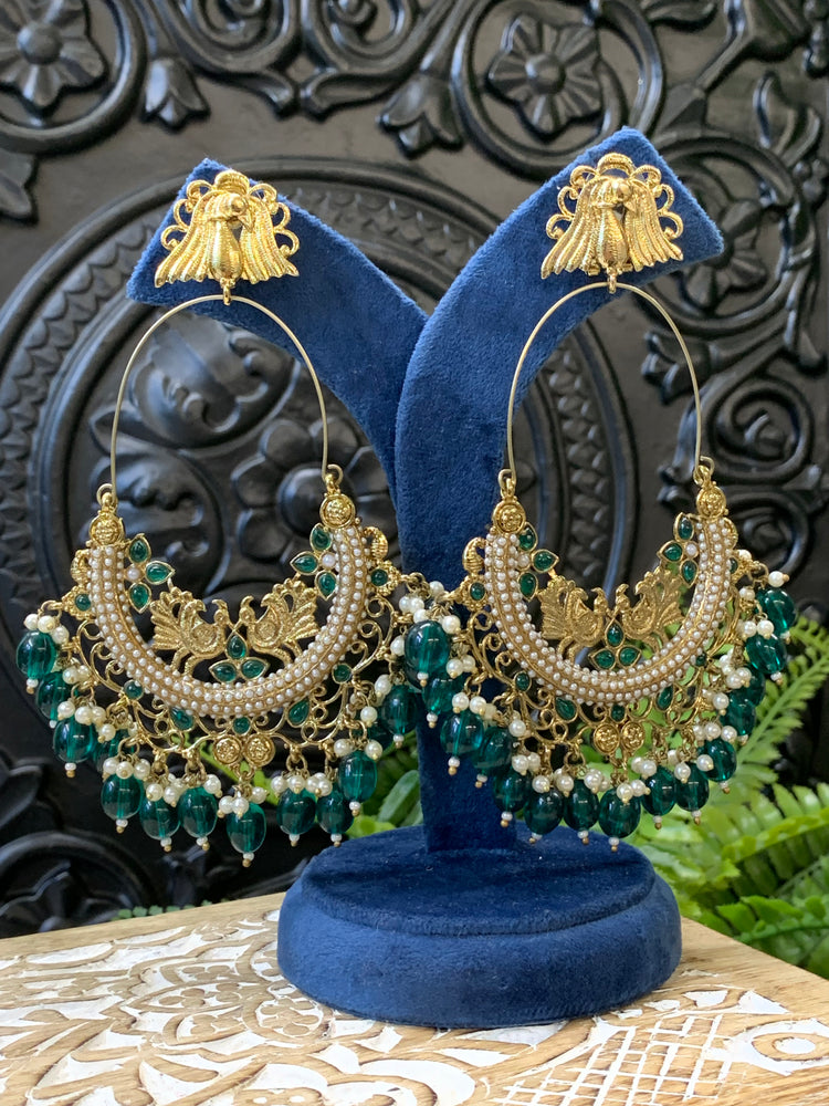 Sue fashion statement Chandbali earring emerald green