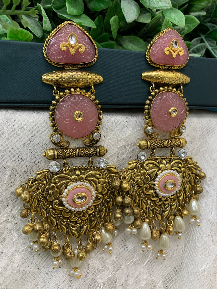 Gold plated chandbali long style earring