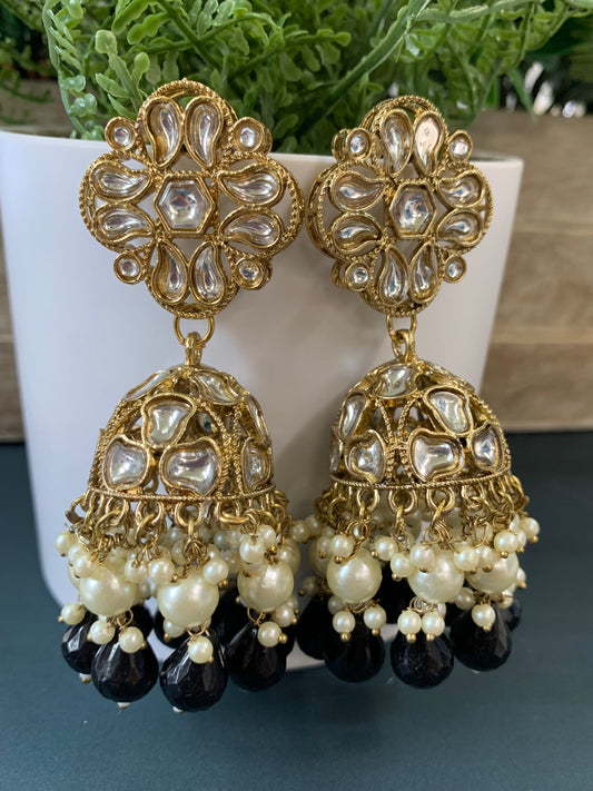 Dia kundan jhumki/ jhumka earring black