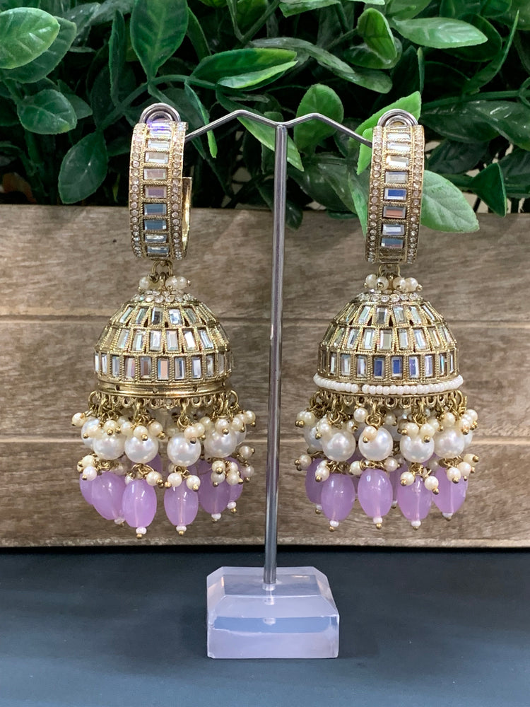 Amrita statement Mirror jhumki earring lilac/ lavender