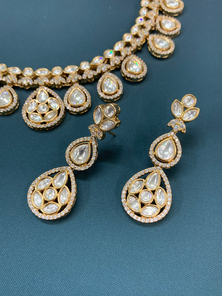 Ellen Tyaani kundan necklace set pink