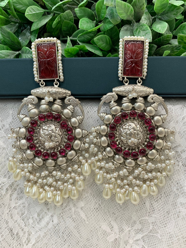 Silver replica oversize chandelier earring