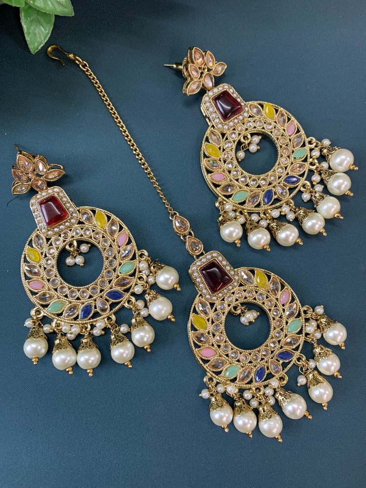 Alira tikka set polki earring tikka set multi