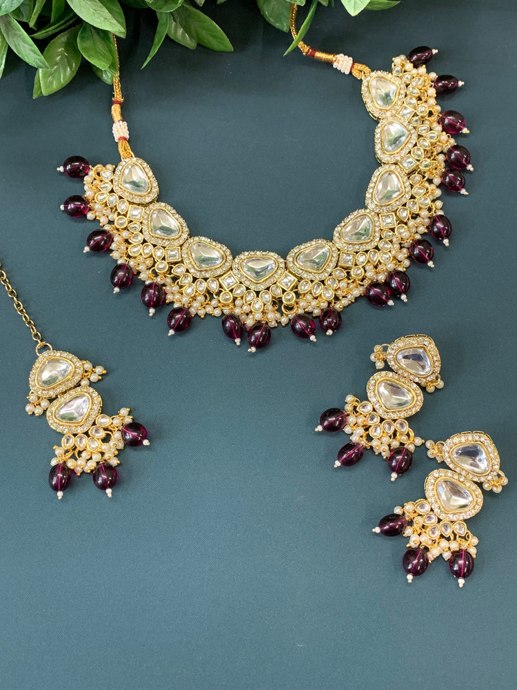 Anuradha kundan choker / necklace purple