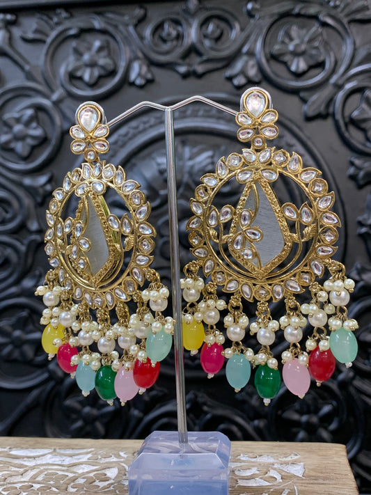 Amba kundan earring blush multi