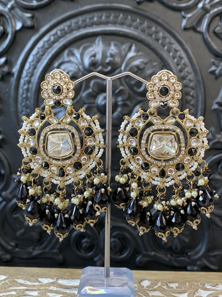 Isabella statement kundan chandbali fashion earring black