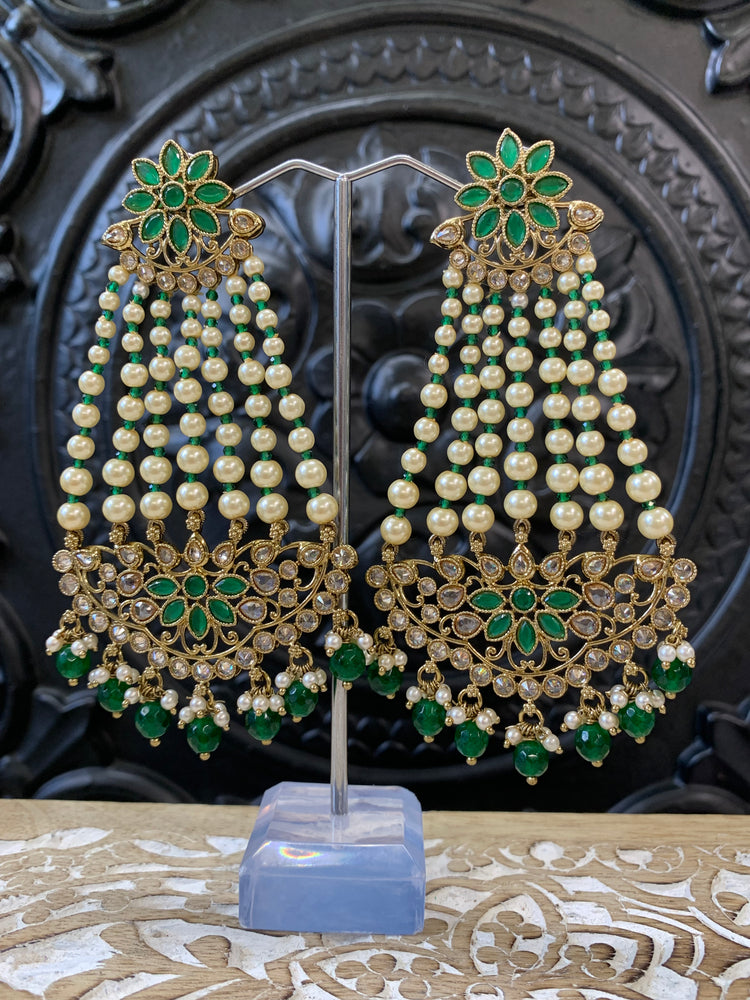 Savana polki fashion statement  earring emerald green