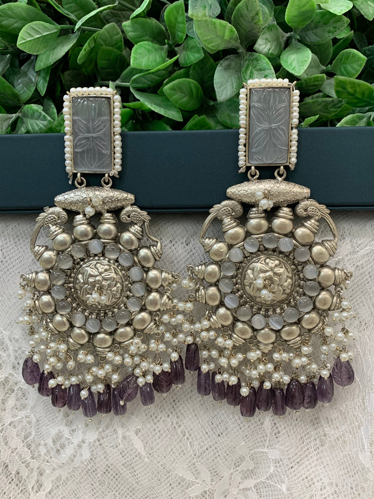 Silver replica oversize chandelier earring