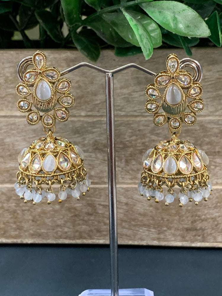 Small mini /chotu sa polki jhumki/ jhumka earring grey