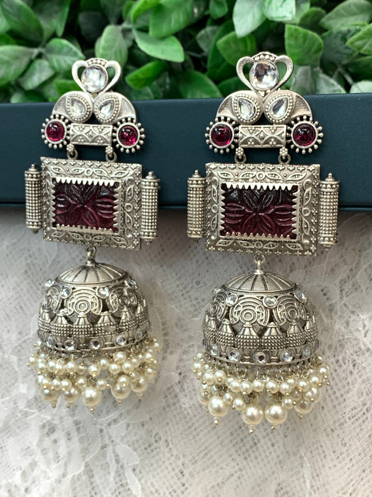 Silver oversize jhumka earring