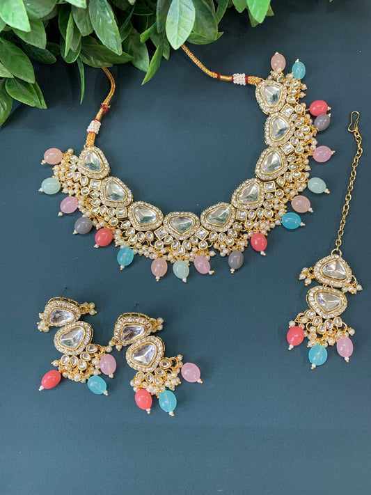 Tamanna kundan choker / necklace pastel multi