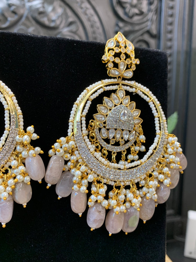 Aysha Tyaani kundan Chandbali earring ash grey