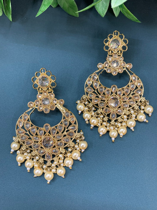 Thea polki chandbali earring antique base antique polki gold