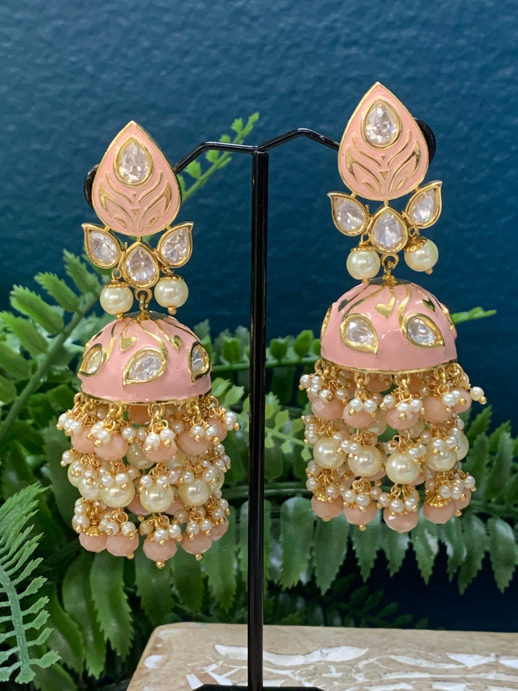 Anshu Kundan meena earring nude peach