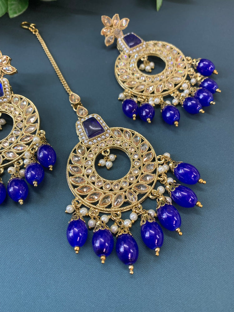 Alira tikka set polki earring tikka set navy blue