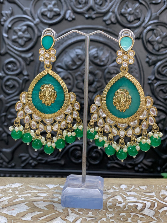 Sabyasachi inspired kundan earring tripti white pearl green