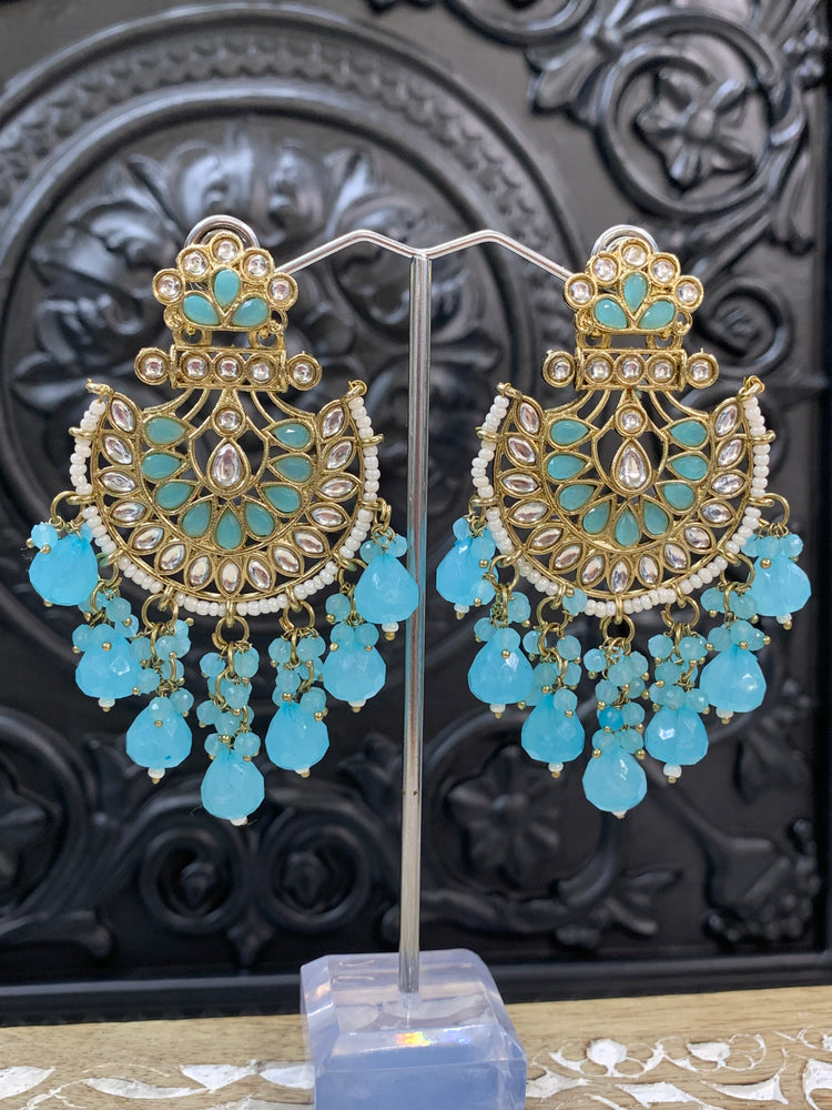 Sujal kundan earring light blue / baby blue