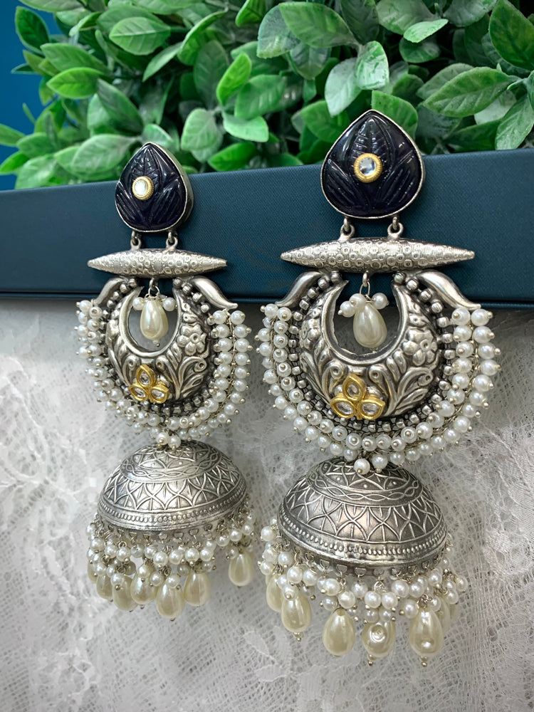 Silver oversize jhumka earring