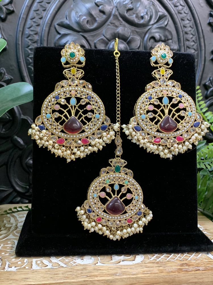 Kim reverse polki earring tikka multi