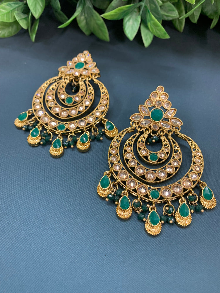 Bonnie polki chandbali earring antique/navy blue