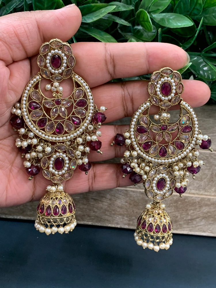 Pari polki long statement earring wine red/ cherry red