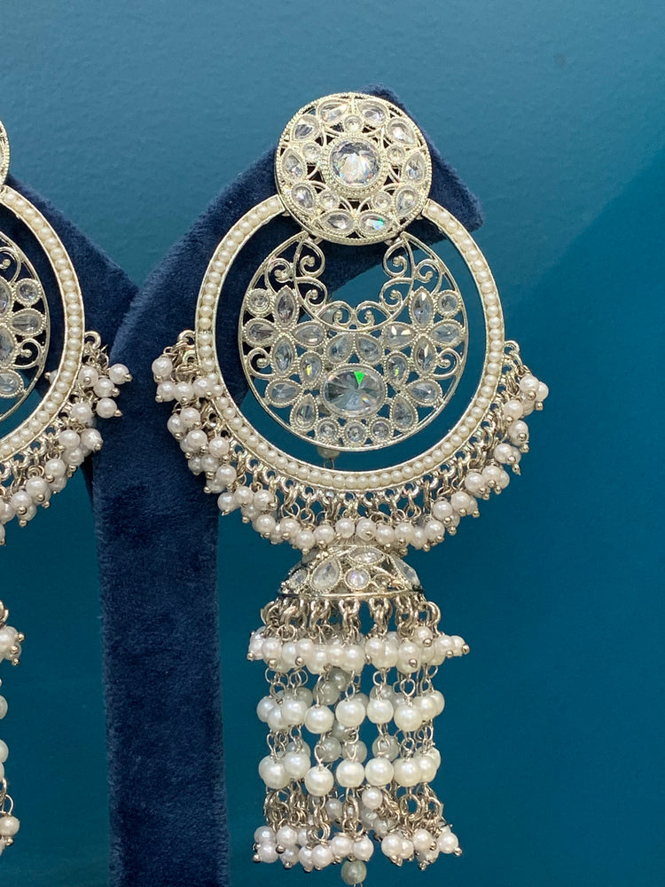 Ashley polki oversized jhumki earring with sahare silver