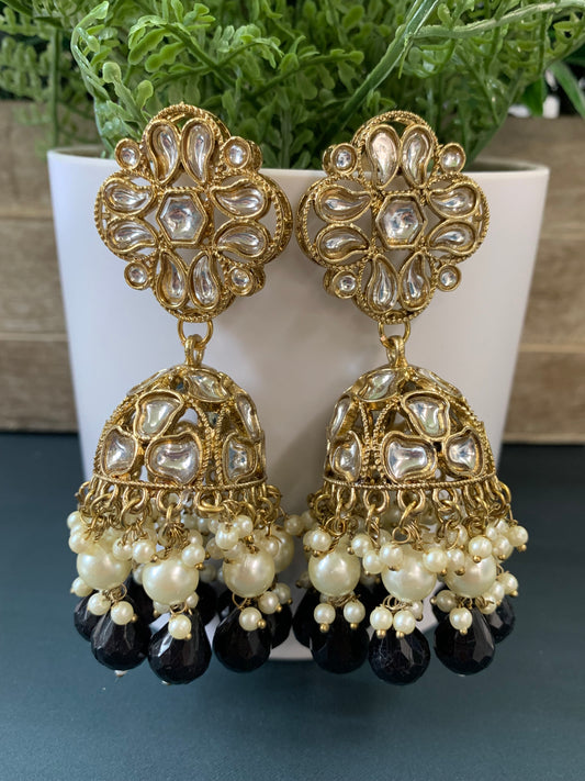 Dia kundan jhumki/ jhumka earring black