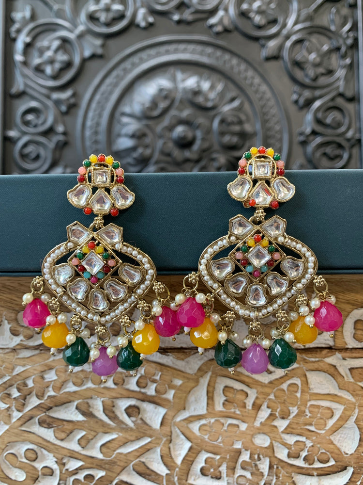 Dipti small to medium kundan earring gold multi