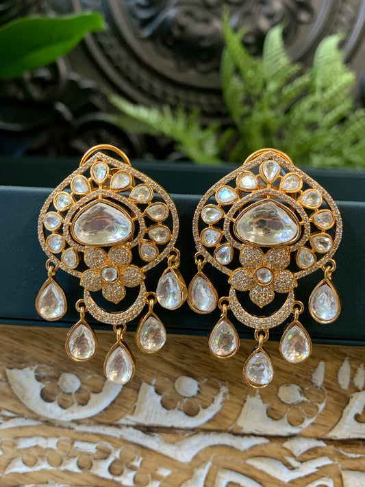 Mou moissanite Kundan stud earring