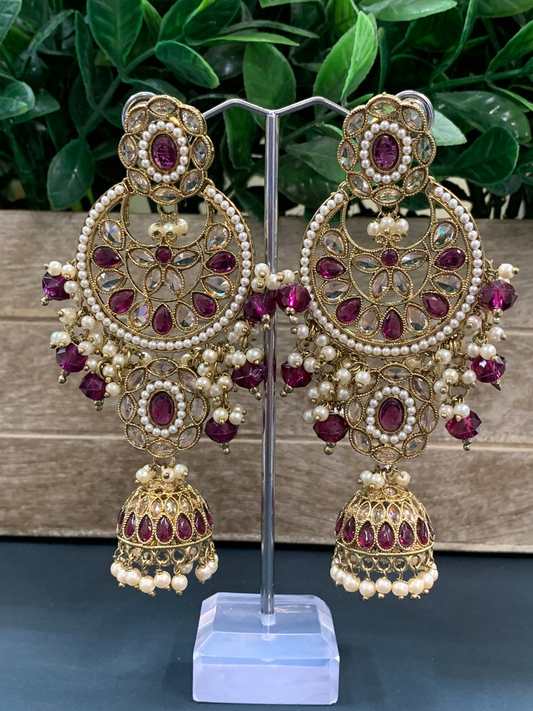 Pari polki long statement earring wine red/ cherry red