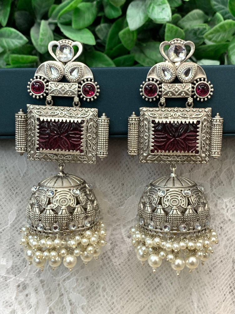 Silver oversize jhumka earring