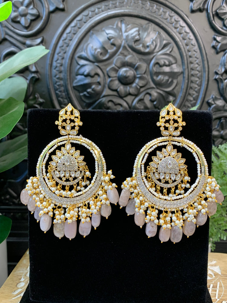 Aysha Tyaani kundan Chandbali earring ash grey