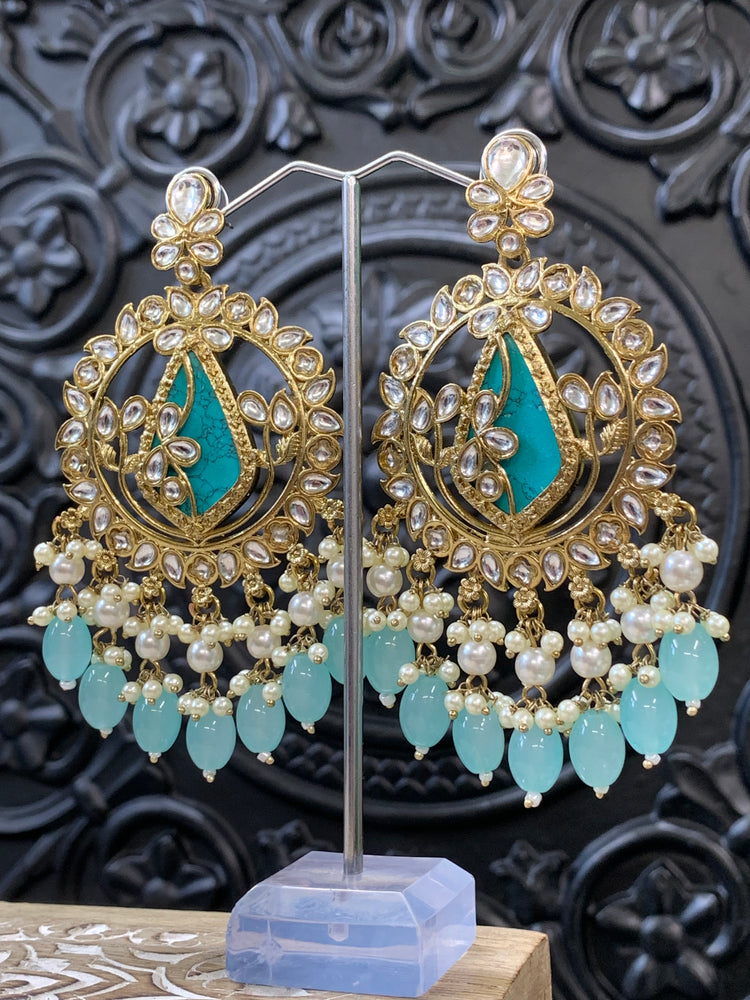 Amba kundan earring phirozi