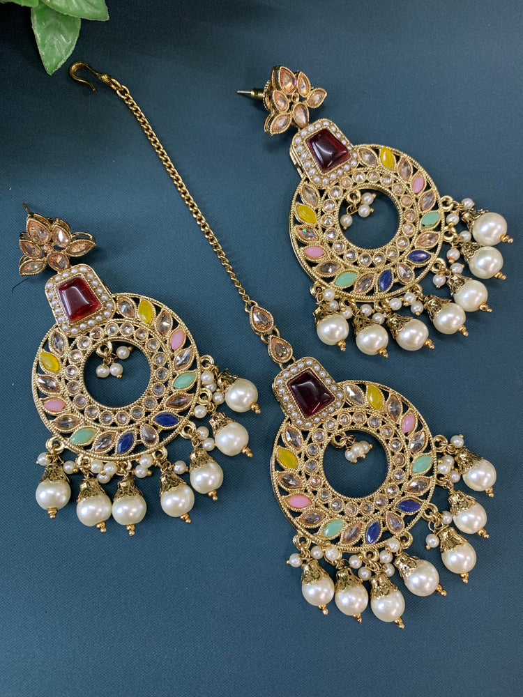 Alira tikka set polki earring tikka set multi