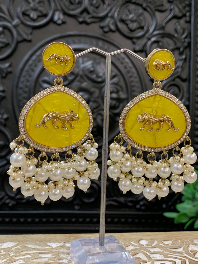 Sabyasachi inspired kundan earring tanna pastel yellow