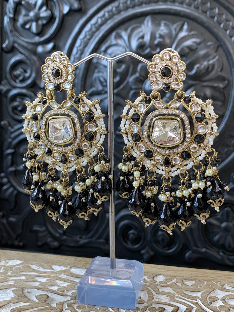 Isabella statement kundan chandbali fashion earring black