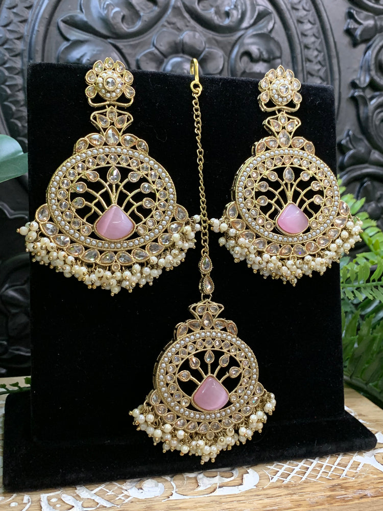 Kim reverse polki earring tikka monalisa pink