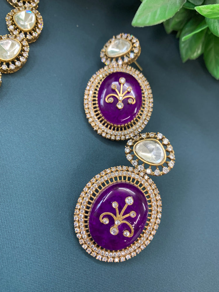 Sunny moissanite kundan necklace purple