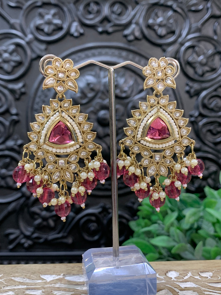 Avery small to medium kundan earring cherry red