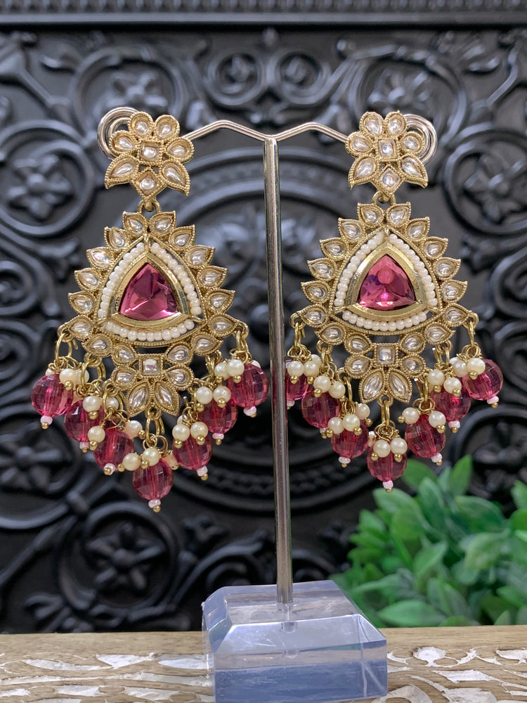 Avery small to medium kundan earring cherry red