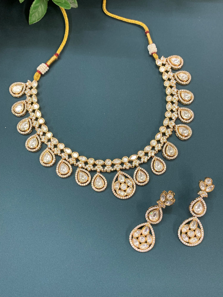 Ellen Tyaani kundan necklace set pink