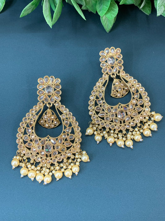 Doli polki Chandbali no tikka antique gold/ pearl