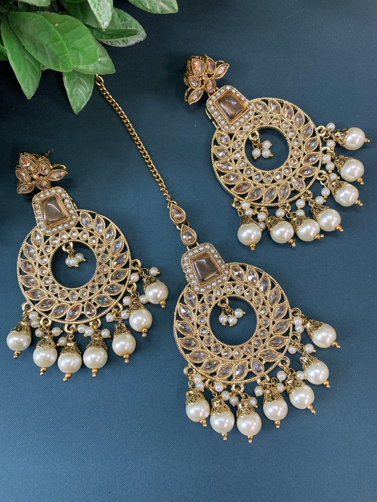 Alira tikka set polki earring tikka set gold / antique