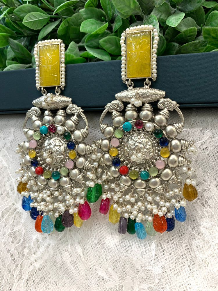 Silver replica oversize chandelier earring