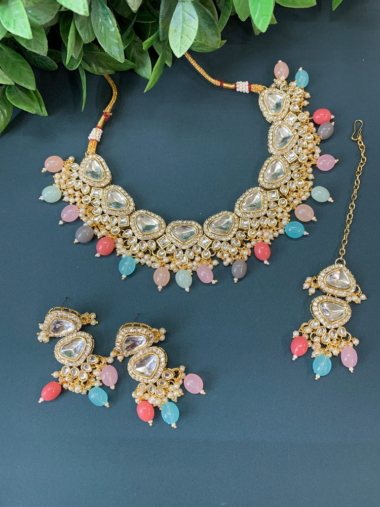 Tamanna kundan choker / necklace pastel multi