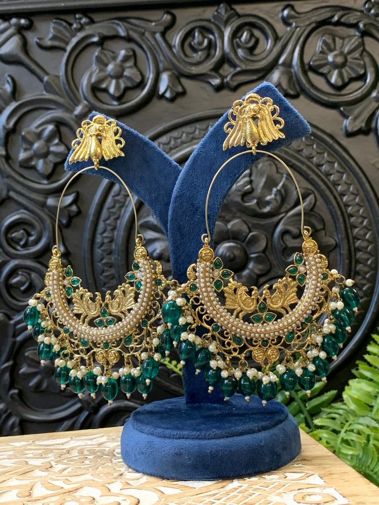 Sue fashion statement Chandbali earring emerald green