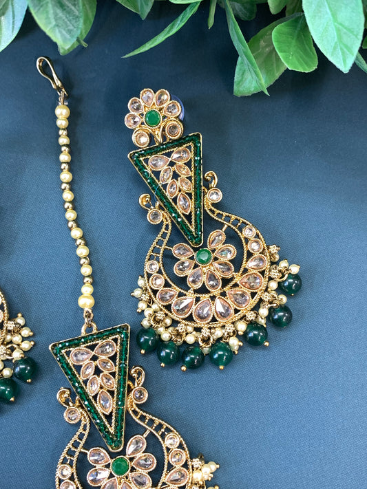 Polki tikka set joana in emerald green