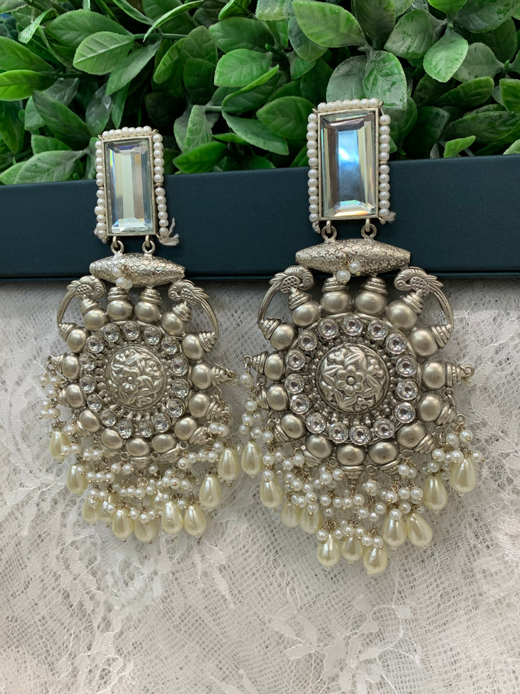 Silver replica oversize chandelier earring