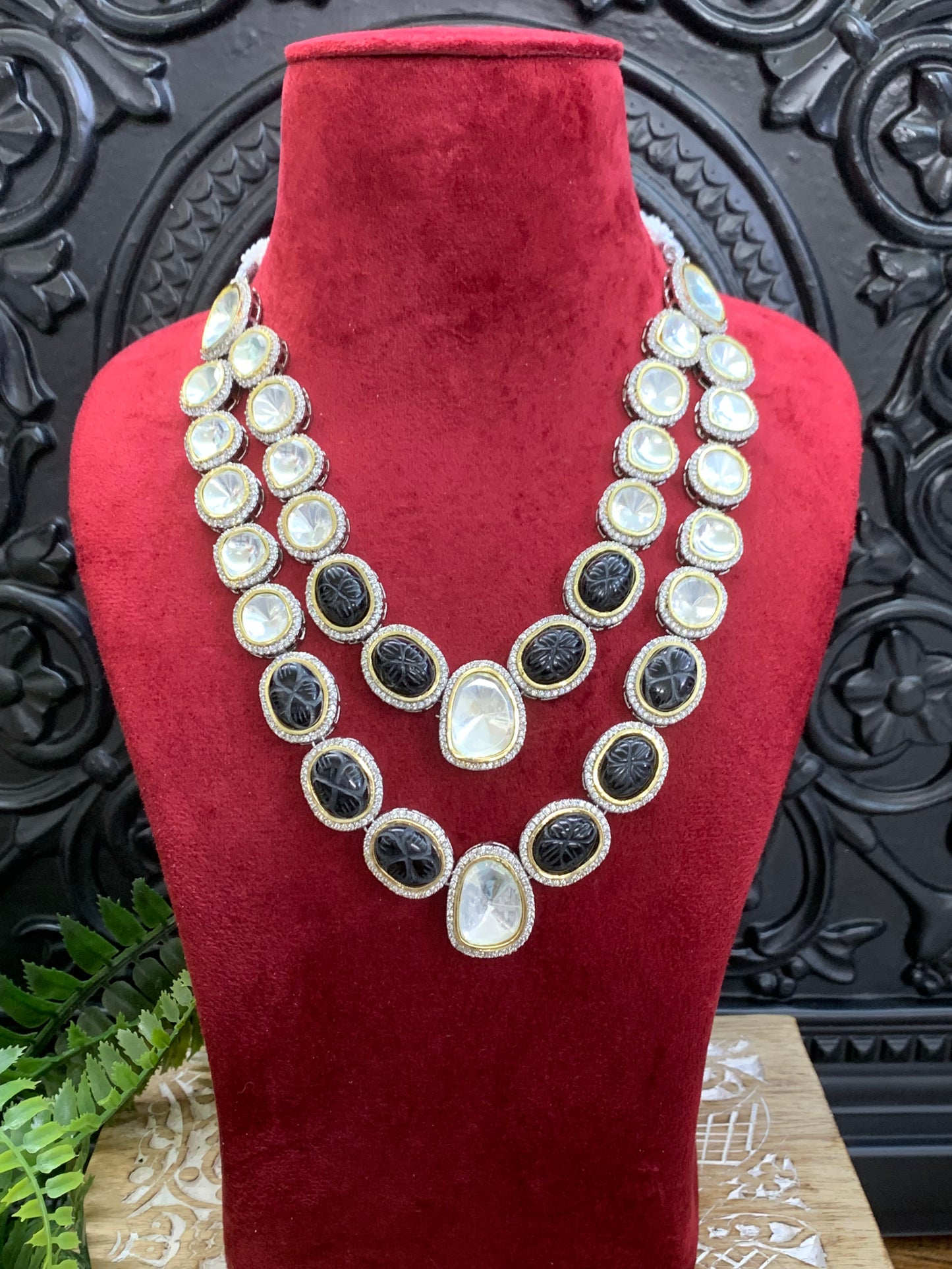 Pihu double layered black  uncut kundan choker / necklace